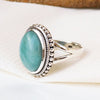 Natural Larimar Ring 925 Sterling Silver Dominican Republic Larimar Ring