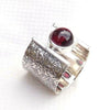 Engraved Ring Birthstone Garnet Ring 925 Sterling Silver Engraved Ring