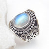 Moonstone Ring, 925 Sterling Silver Rainbow moonstone Ring Handmade