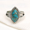 Blue Copper Turquoise Ring 925 Sterling Silver Blue Copper Turquoise Ring