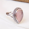 Natural Pink Rose quartz Ring 925 Sterling Silver Rose quartz Gift Ring