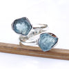 Natural Raw Aquamarine Ring 925 Sterling Silver Aquamarine Crystal Ring