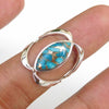 Natural Copper Turquoise Ring 925 Sterling Silver Turquoise Ring Marquise Ring