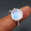 Natural Rainbow moonstone Ring 925 Sterling Silver Moonstone Ring