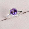925 Sterling Silver Prong Ring Natural Amethyst Gemstone Ring Handmade