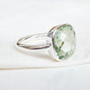 Green Amethyst Ring 925 Sterling Silver Green Amethyst Ring Cushion Ring