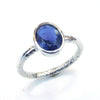 Natural Iolite Ring Hammered Silver Ring 925 Sterling Silver Blue Iolite Gemstone Ring