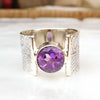 Engraved Amethyst Ring 925 Sterling Silver Engraved Handmade Ring