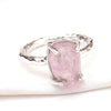 Natural Raw Morganite Ring Pink Morganite Ring 925 Sterling Silver Handmade