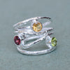 Natural Multi Stone Ring 925 Sterling Silver Multi Color Ring Handmade