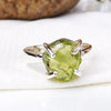 Natural Peridot Ring 925 Sterling Silver Raw Peridot Birthstone Ring