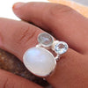 Multi Stone Ring Moonstone Aquamarine Blue Topaz Ring 925 Sterling Silver