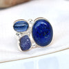 Natural Multi stone Ring 925 Sterling Silver Blue Stone Ring Adjustable Ring