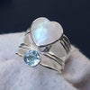 Heart Ring Moonstone Heart Ring 925 Sterling Silver Moonstone & Topaz Ring