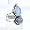 Multi Stone Ring Natural Moonstone & Labradorite Ring 925 Sterling Silver