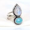 Multi Stone Ring Natural Sleeping Beauty Turquoise & Moonstone Ring