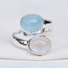 Natural Aquamarine & Moonstone Ring 925 Sterling Silver Adjustable Ring, Handmade Ring