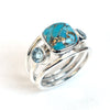 Blue copper Turquoise Blue topaz Ring Multi stone Ring 925 Sterling Silver