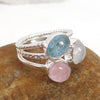 Natural Multi Stone Ring Moonstone Aquamarine & Morganite Ring Multi Color Ring