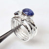 Natural Tanzanite Ring 925 Sterling Silver Tanzanite Jewelry Hammered Ring