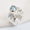 Natural Aquamarine & Moonstone Ring 925 Sterling Silver Handmade Ring