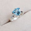 Natural Blue Topaz Ring 925 Sterling Silver Topaz Ring Trillion Gemstone Ring