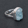 Natural Raw Aquamarine Ring 925 Sterling Silver Aquamarine Crystal Ring