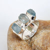 Natural Raw Aquamarine Ring 925 Sterling Silver Rough stone Rings