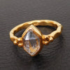 White Herkimer Diamond Ring 925 Sterling Silver Yellow gold Plating Ring