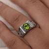 Natural Peridot Ring 925 Sterling Silver Green Peridot Birthstone Ring