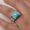 Natural Sleeping Beauty Turquoise Ring, Men's Turquoise Ring 925 Sterling Silver