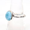 Natural Larimar Ring 925 Sterling Silver Hammered Silver Ring Stack Ring