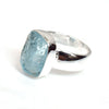 Natural Raw Aquamarine Ring 925 Sterling Silver Aquamarine Crystal Ring
