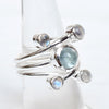 Natural Aquamarine Moonstone Ring 925 Sterling Silver Handmade Rings