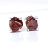 Natural Raw Garnet Ring 925 Sterling Silver Red Garnet Crystal Stud Post