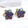 Multi Stone Stud Earring Post Earring, Handmade Silver gemstone Studs
