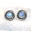 Natural Moonstone Stud Earring 925 Sterling Silver Rainbow moonstone Post Earrings